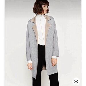 Zara Women's Two-Tone Gray and Tan Cardigan